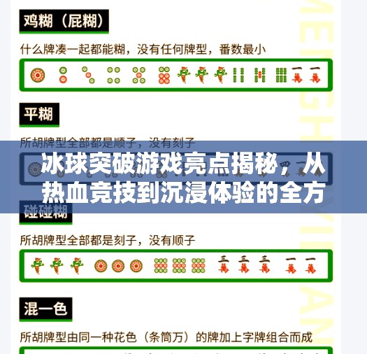 冰球突破游戏亮点揭秘,从热血竞技到沉浸体验的全方位升级!冰球突破游戏亮点